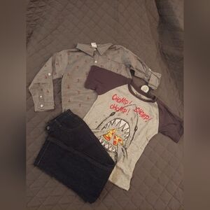 Kids Shark and Pizza Graphic 3 Piece Set